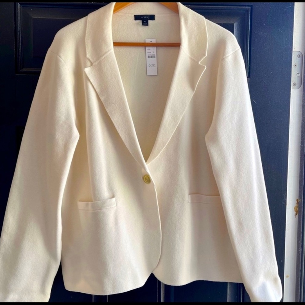 J Crew Camille Shrunken Sweater-Blazer Ivory XL